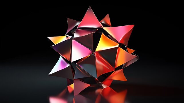 Abstract 3D Geometric Shape Rendering with Metallic Triangles