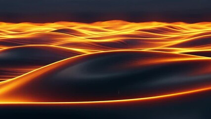 Poster - abstract waves of glowing orange and black create mesmerizing visual effect, evoking warmth and move