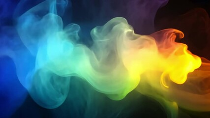 Poster - vibrant abstract background of colorful smoke swirls in blue, green, yellow, and red, creating mesme