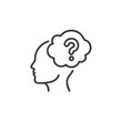 © Larisa - Thinking Person Icon - Human Head with Question Mark for Educational Platforms, Problem Solving Resources, Quiz Applications, Decision Making Tools and Cognitive Psychology Materials