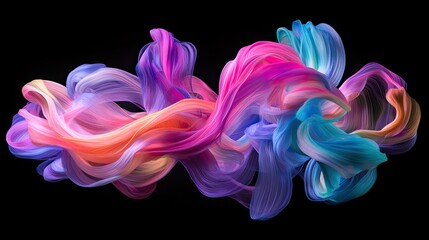 Poster - Colorful Swirling Vibrant Abstract Design on Black Background