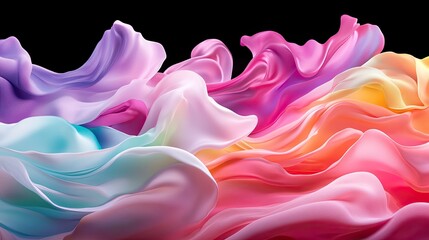 Poster - Colorful Abstract Waves of Silk Fabric Flowing in Bright Tones