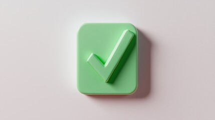 Poster - Modern Green Checkmark Icon on a Soft Background for Design Projects