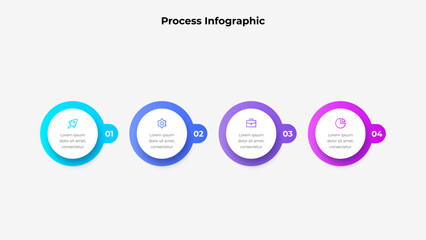 Poster - Colorful Four Step Process Infographic Showing Sequential Workflow Stages