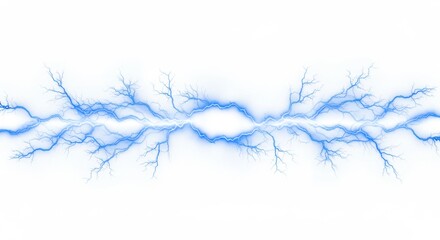 Poster - A symmetrical display of blue lightning bolts on a stark white background creating a dramatic effect