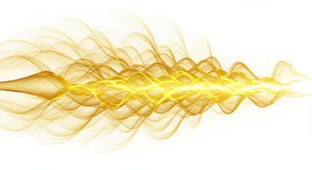 Poster - Abstract golden waves with a bright center on a white background in a horizontal orientation