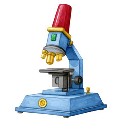 Poster - Colorful Microscope Illustration for Science Education and Research, isolated on transparent background.
