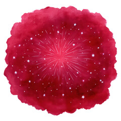 Poster - Vibrant Red Abstract Background with Stars and Radiating Light Effects, isolated on transparent background.