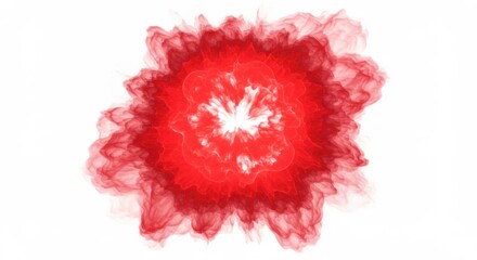 Poster - A vibrant red cloud explosion with a bright white center on a plain white background design effect