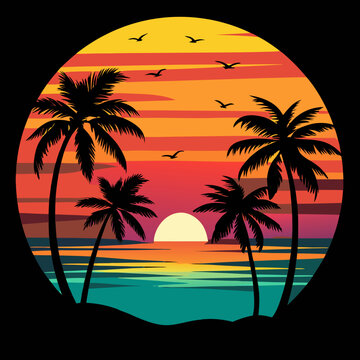 beach logo design vector