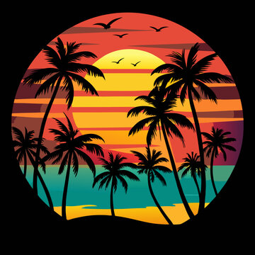 beach logo design vector
