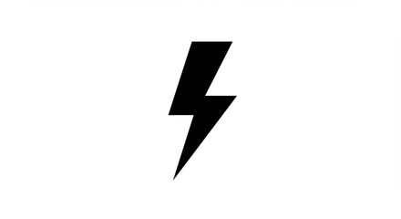 Poster - A minimalist image of a black lightning bolt on a plain white background in simple graphic style