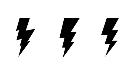Poster - Three black lightning bolt icons aligned horizontally on a white background in a simple illustration