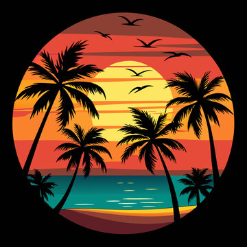 beach logo design vector