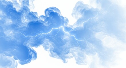 Poster - A digital rendering of blue clouds with lightning strikes on a white background forming a pattern