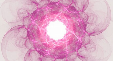 Poster - Abstract fractal design with a central bright white area surrounded by pink and purple hues swirls