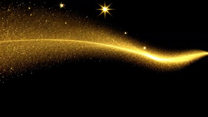 Poster - golden sparkles and shimmering particles create magical trail of light against dark background, evok