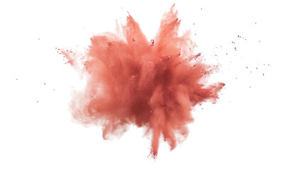 Dry Soil explosion with dirt and cloud smoke. Pink powder exploding with transparent background for easy integration, pink sand and powder with splashes of light pink in Stock,