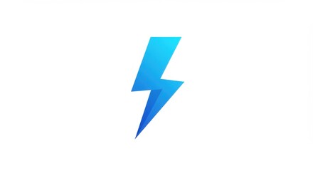 Poster - A blue shaded lightning bolt symbol on a white background in a simple graphic illustration