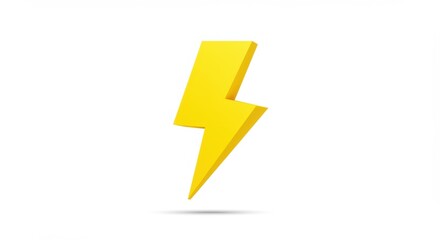 Poster - A bright yellow lightning bolt symbol standing upright on a plain white background in a minimalist style