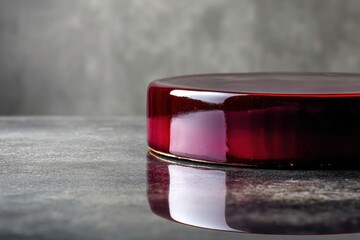 Poster - Glossy Mirror Glaze Mousse Cake With Minimal Design on a Dark Surface
