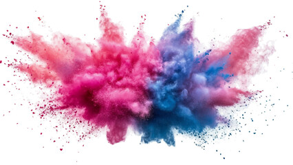 Colorful rainbow powder explosion on a transparent background. A burst of colorful powder creates a beautiful, vivid display against a bright white background, abstract watercolor background