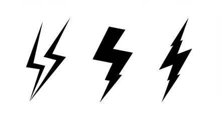 Poster - Three black lightning bolt symbols arranged horizontally on a white background in a simple graphic style