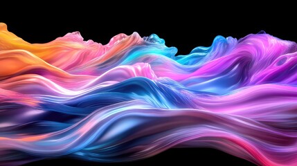 Poster - Colorful Flowing Waves in Vibrant Shades of Blue and Pink