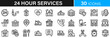 © MdShfiquil - 24 Hours services icon pack | Detailed Outline | Editable Stoke 60 icon | Victor illustrator.