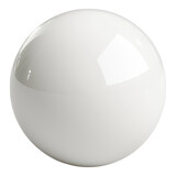 A smooth, shiny white sphere with a reflective surface.