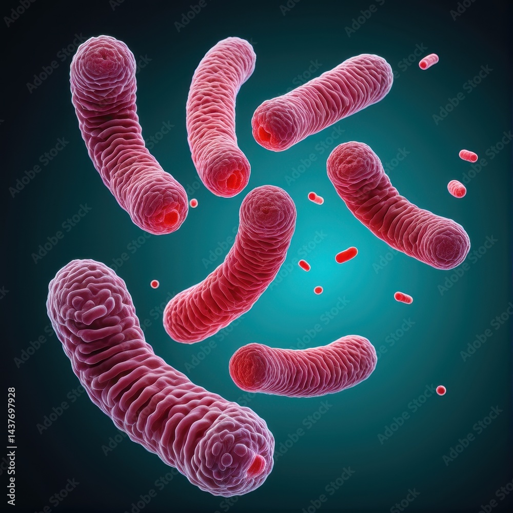 Microscopic close-up visualization of vibrant Escherichia Coli E Coli ...