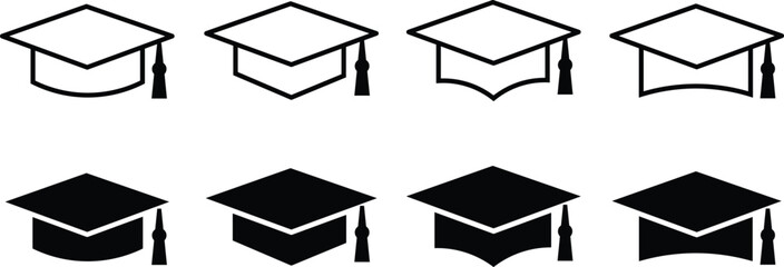 Fototapete - Degree symbol, Education icon vector illustration. College cap or graduate hat symbol. Student degree sign.