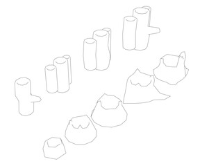 Poster - A series of wooden logs, each varying in size and shape. The logs are arranged in a row, with some being larger and others smaller. Scene is rustic and natural