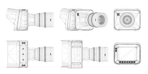 Poster - A close up of a camera with a lens. The camera is a small device with a lens and a screen