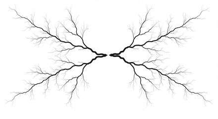 Poster - Symmetrical bare tree branches radiating from a central point on a white background design element