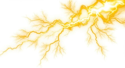 Poster - A vibrant yellow lightning bolt striking across a clean white background with branching paths of energy