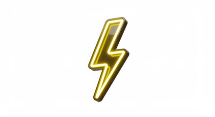 Poster - A rendered image of a yellow lightning bolt symbol with a dark outline on a white background