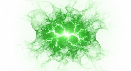 Poster - A green energy burst with lightning effect on a white background creating a powerful impression