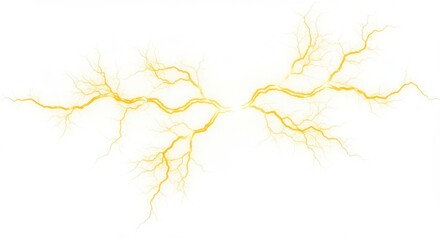 Poster - A symmetrical display of golden lightning bolts against a bright white background illustration art