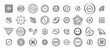 © Yanka - Sewing buttons line hand drawn doodle art icons set. Sewing accessories clothes various outline shapes.