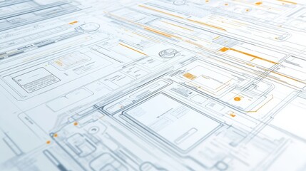 Abstract Technology Blueprint with Circuit Patterns and Lines for Creative Design Concepts