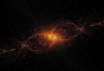 cosmic dust motes, gold streaks across deep black , art, graphics