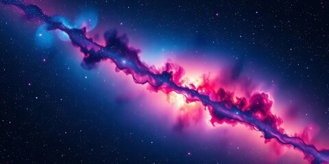Wall Mural - Cosmic watercolors paint a vibrant nebula across a star-studded night sky, poster, stardust