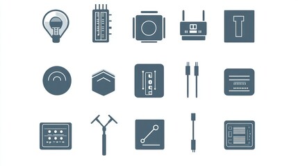 Technology icons; network, hardware, electricity, web design; website design