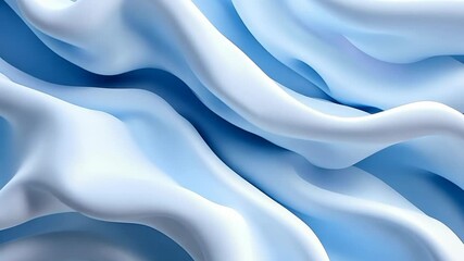 Poster - Rippling waves of blue fabric create an elegant display that captivates with its soft texture and flowing design Generative AI
