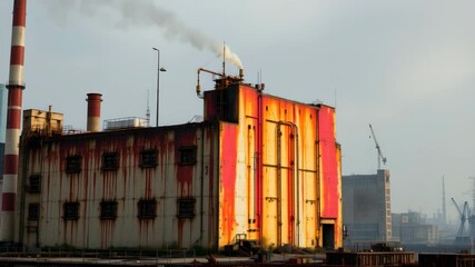 Poster - Industrial factory building with machinery and equipment showcasing modern manufacturing process