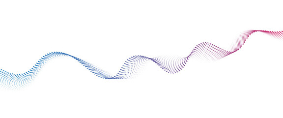Leinwandbilder - Flowing Dot Wave halftone gradient pattern on transparent background	