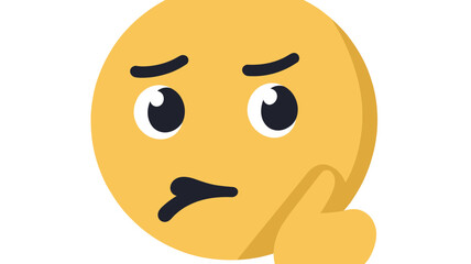 Poster - Thinking Face Flat Emoticon Design - Vector Illustration of Pondering Thought Emoji