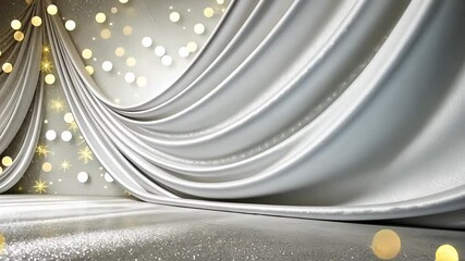 Poster - Elegant silk drapes create a shimmering ambiance for a festive celebration in a decorated indoor space Generative AI