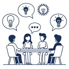 Fototapete - Team Brainstorming Session Generating Innovative Ideas